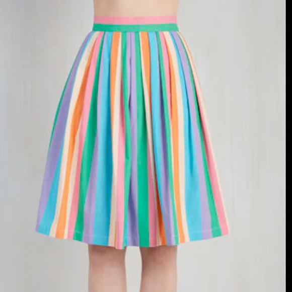 ModCloth multi color striped cotton  skirt size XlArge pink blue green pur - Picture 2 of 11